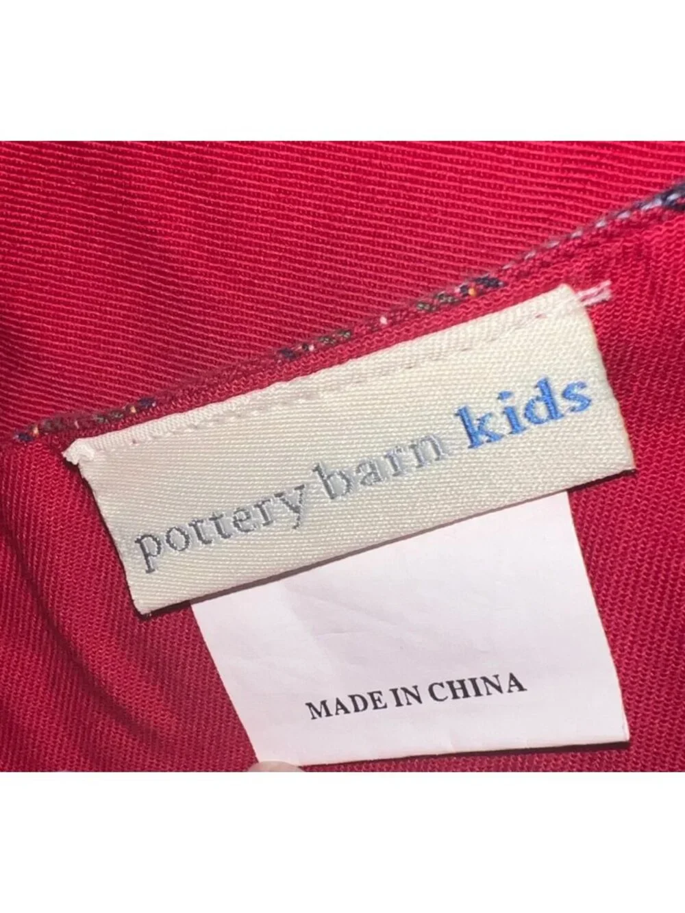 Pottery Barn Kids Red Christmas Tablecloth Snowman Tree Plaid Border Holiday